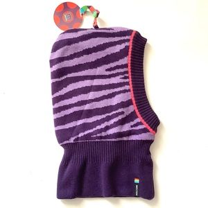 Melton girls Balaclava in purple cotton animal print.NWT